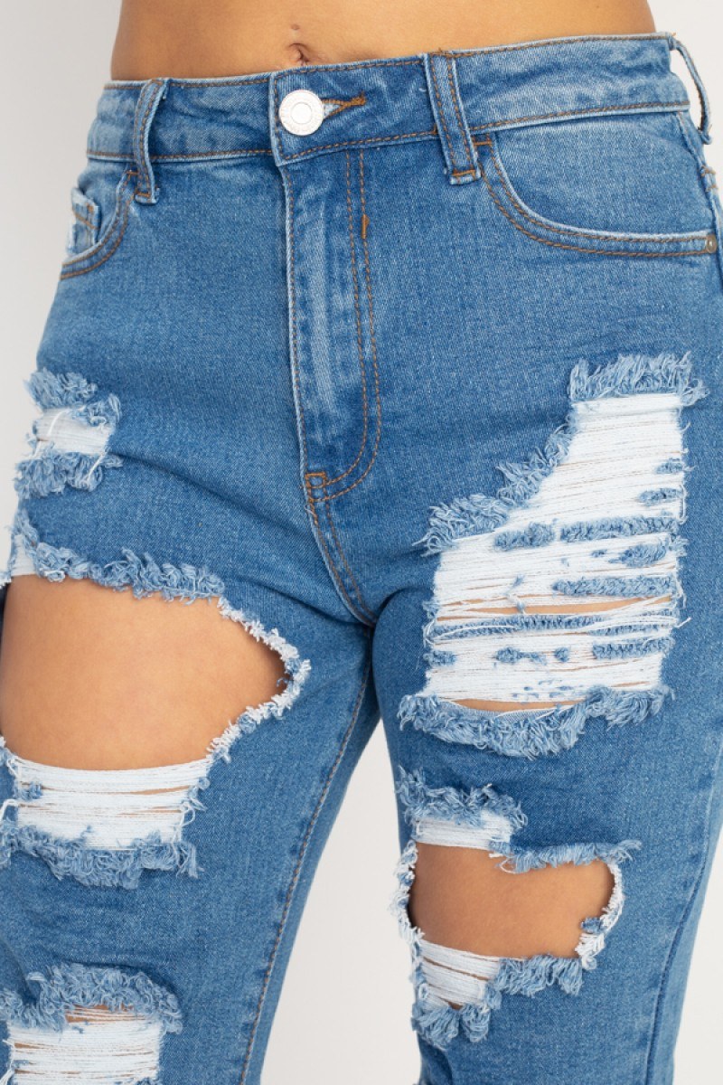 Distressed Straight Leg Jeans - YuppyCollections