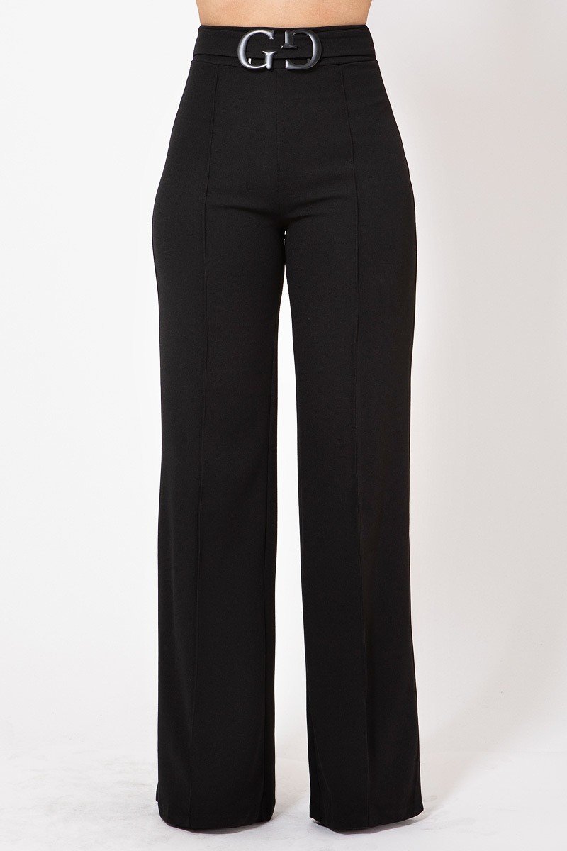 Double Reverse G Buckle Detail Pants - YuppyCollections