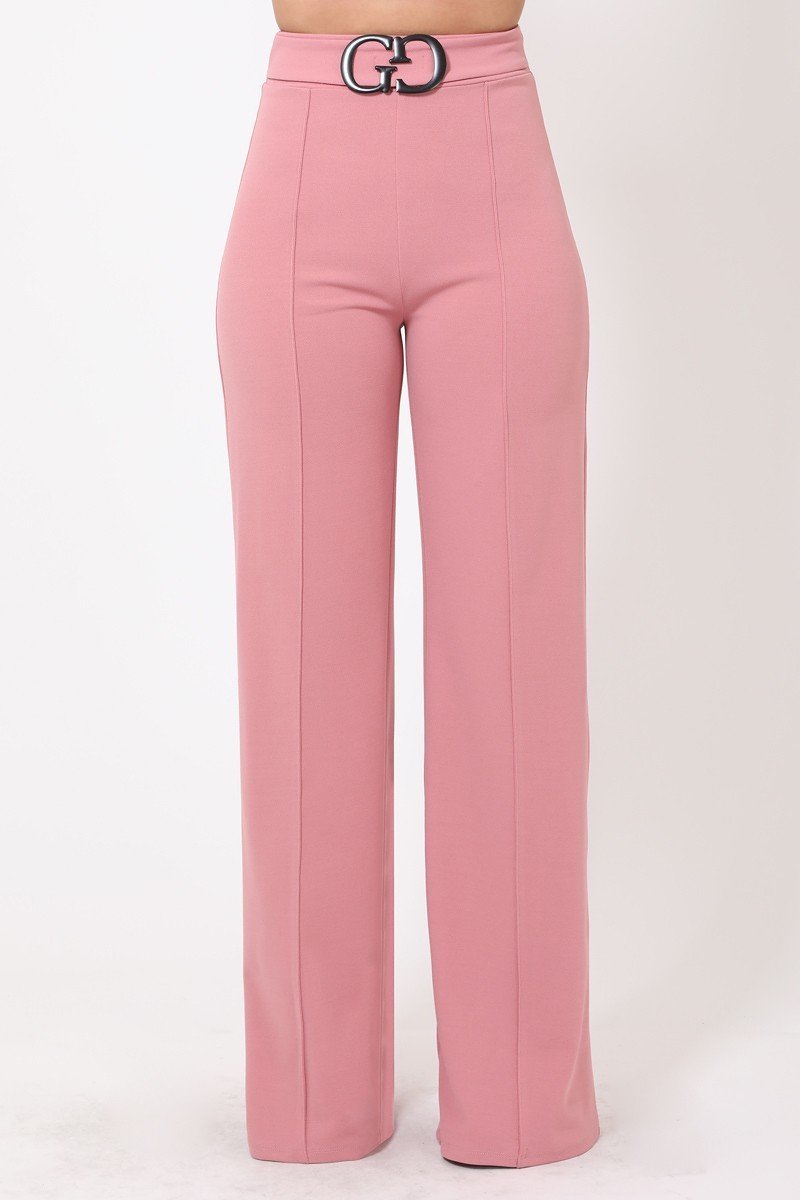 Double Reverse G Buckle Detail Pants - YuppyCollections