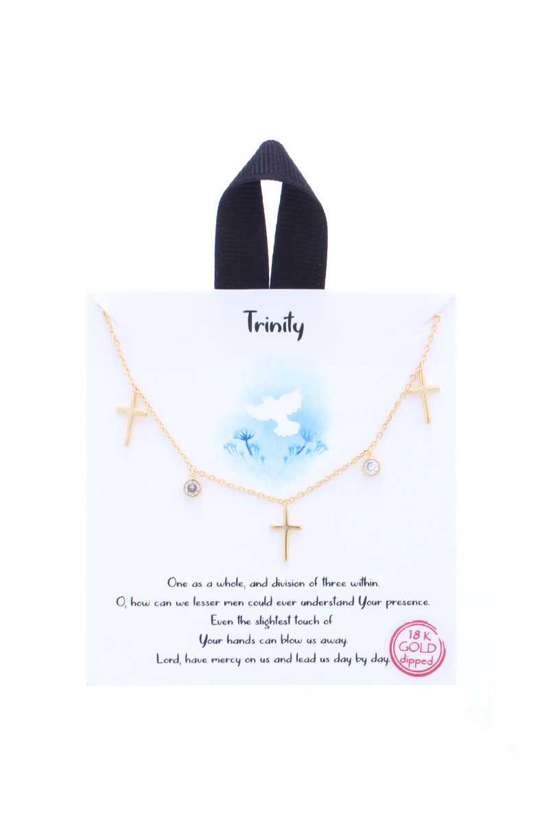 Trinity Cross Charm Message Necklace - YuppyCollections