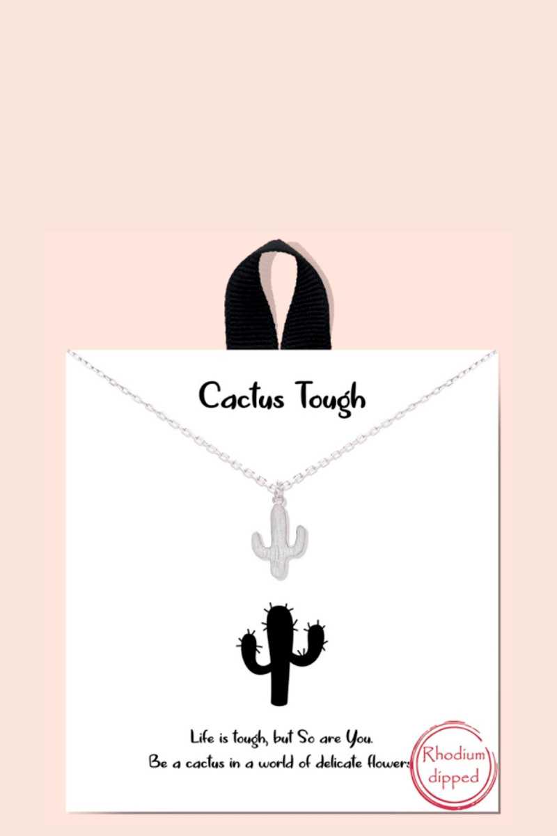 Cactus Tough Pendant Dainty Message Necklace - YuppyCollections