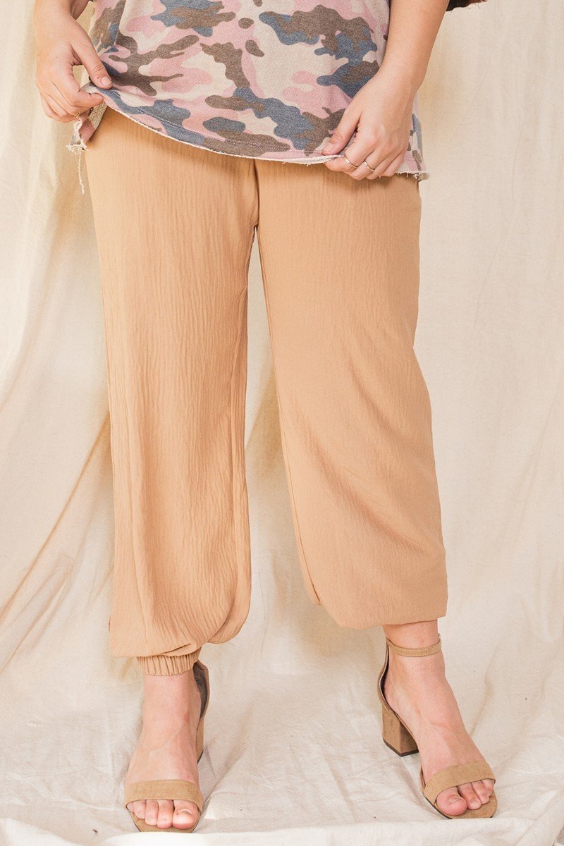 Solid Trousers Woven Elastic Waistband Pants With Drawstrings Details - YuppyCollections