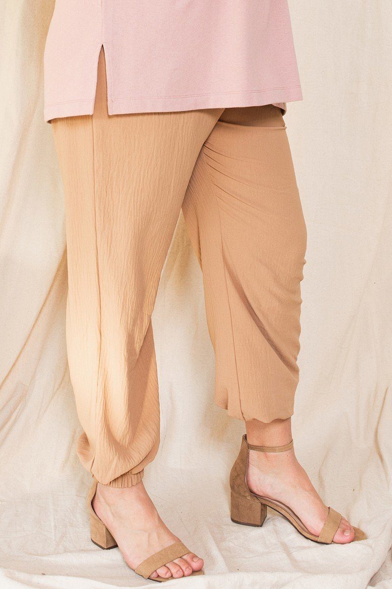 Solid Trousers Woven Elastic Waistband Pants With Drawstrings Details - YuppyCollections