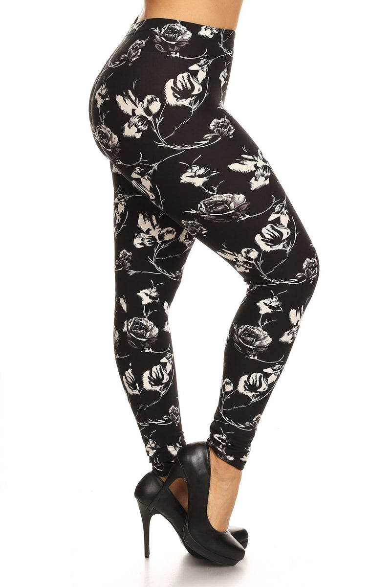 Plus Size Abstract Print, Full Length Leggings In A Slim Fitting Style With A Banded High Waist - YuppyCollections