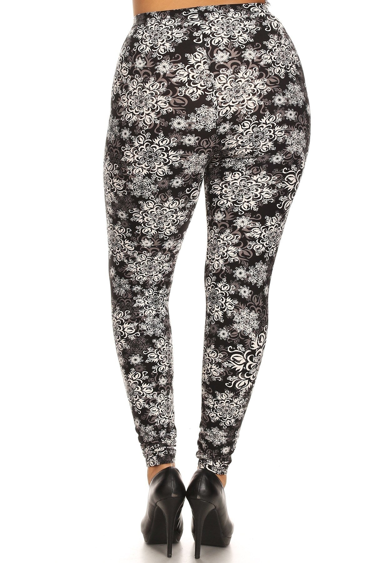 Plus Size Abstract Print, Full Length Leggings In A Slim Fitting Style With A Banded High Waist - YuppyCollections