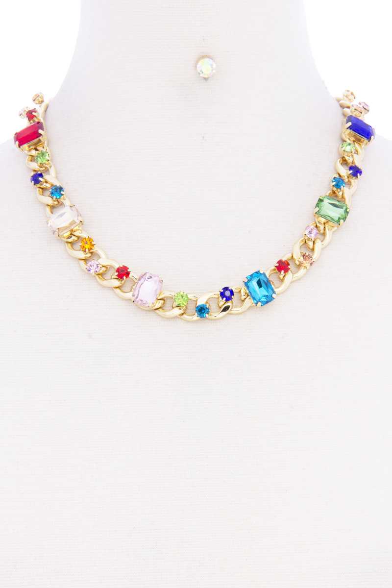 Rhinestone Cuban Link Necklace - YuppyCollections