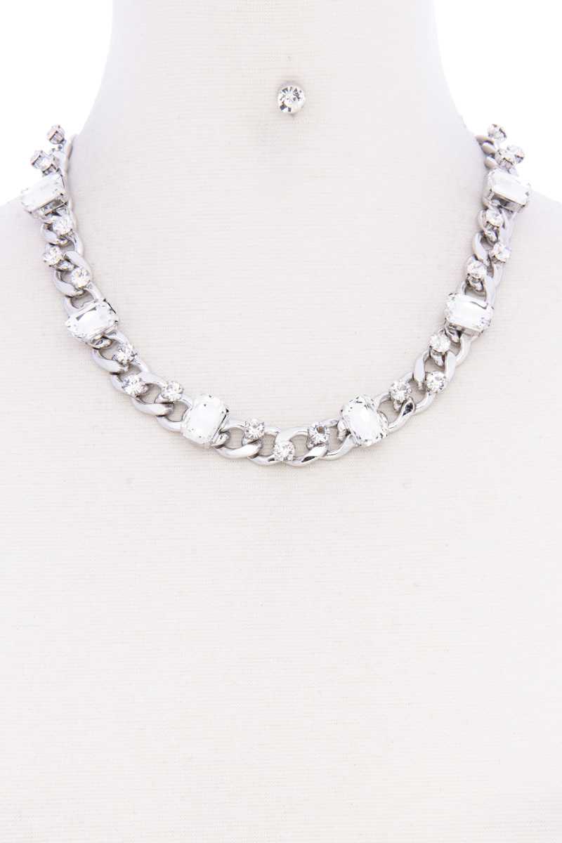 Rhinestone Cuban Link Necklace - YuppyCollections