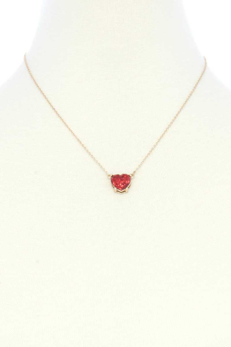 Glitter Heart Charm Necklace - YuppyCollections