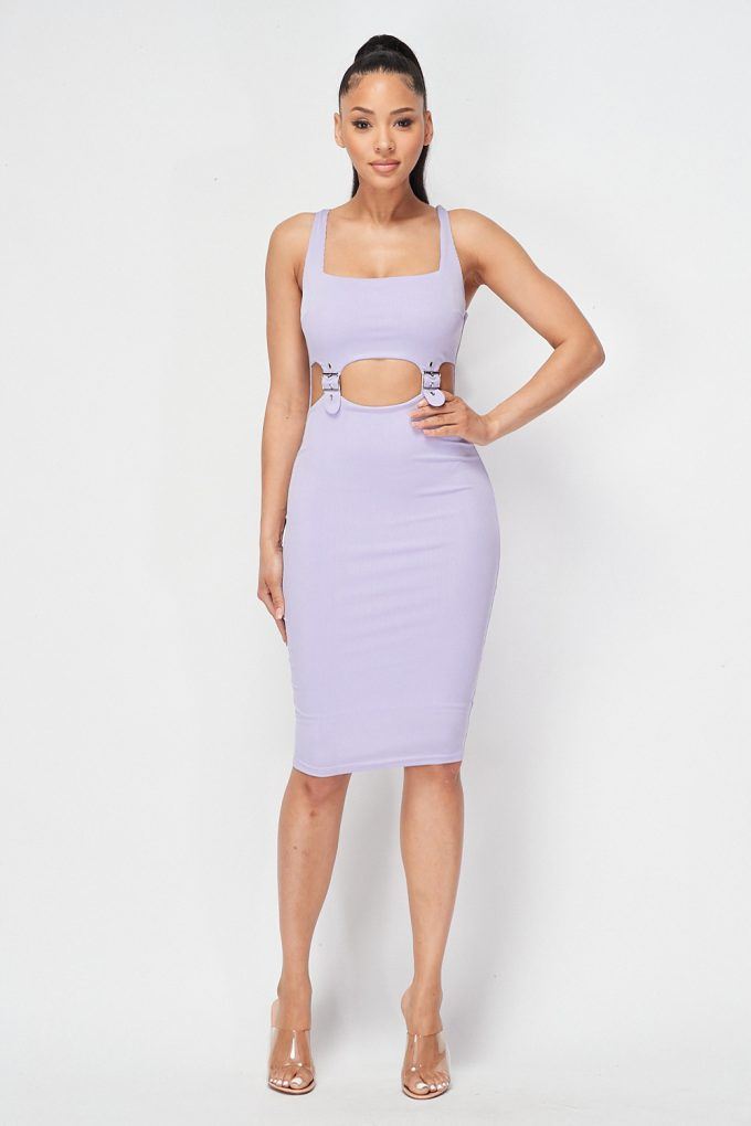 Cut-out Buckle Detail Bodycon Dress - YuppyCollections