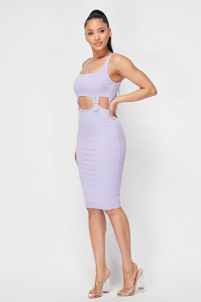 Cut-out Buckle Detail Bodycon Dress - YuppyCollections