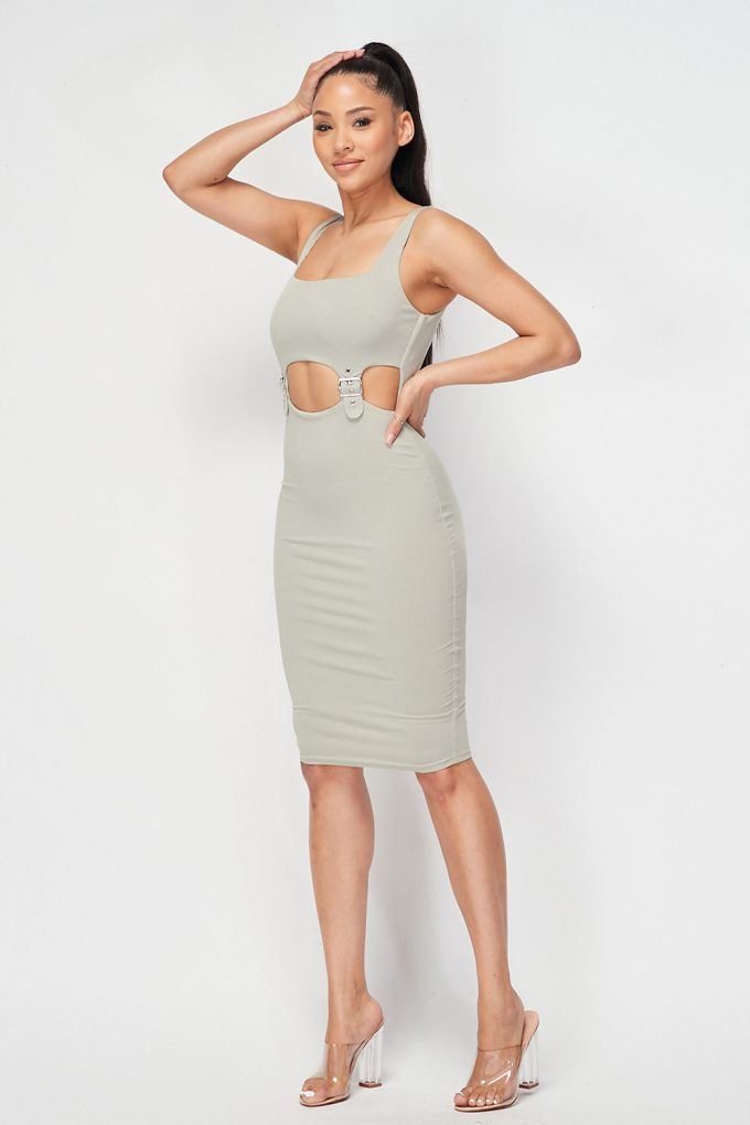 Cut-out Buckle Detail Bodycon Dress - YuppyCollections