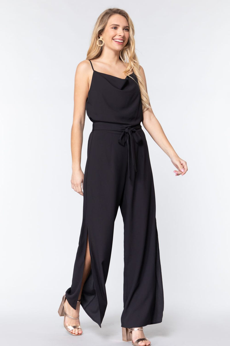 Cowl Neck Cami Woven Jumpsuit - YuppyCollections