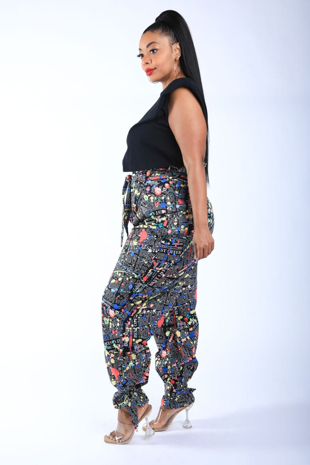 Newspaper Splatter Baggy Pants - YuppyCollections