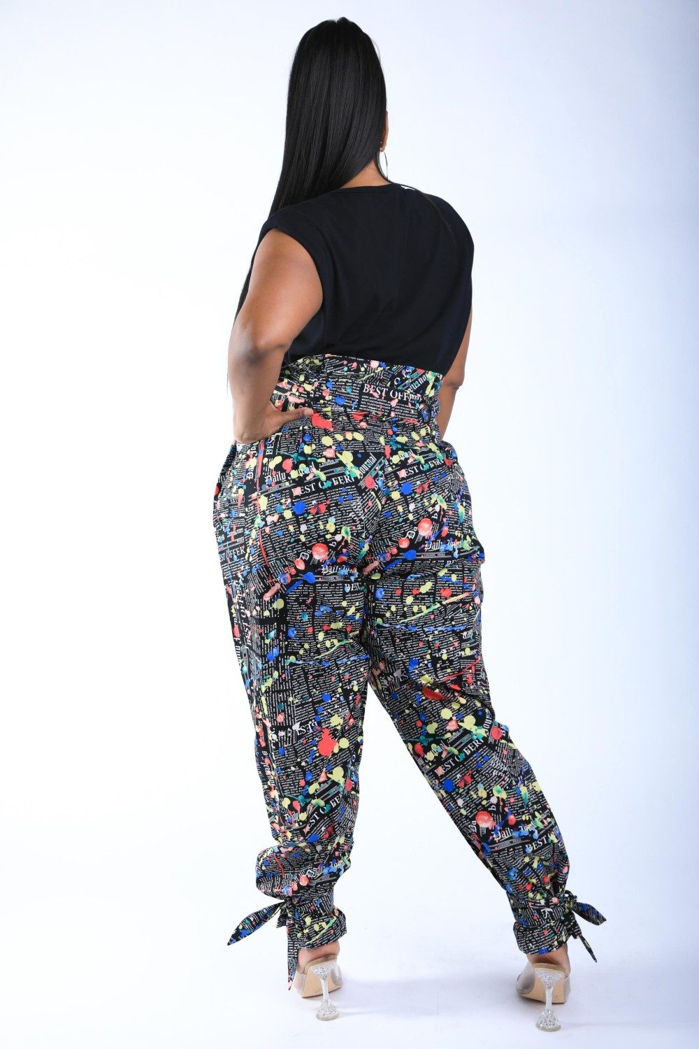 Newspaper Splatter Baggy Pants - YuppyCollections