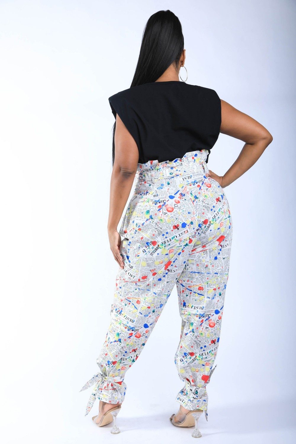 Newspaper Splatter Baggy Pants - YuppyCollections