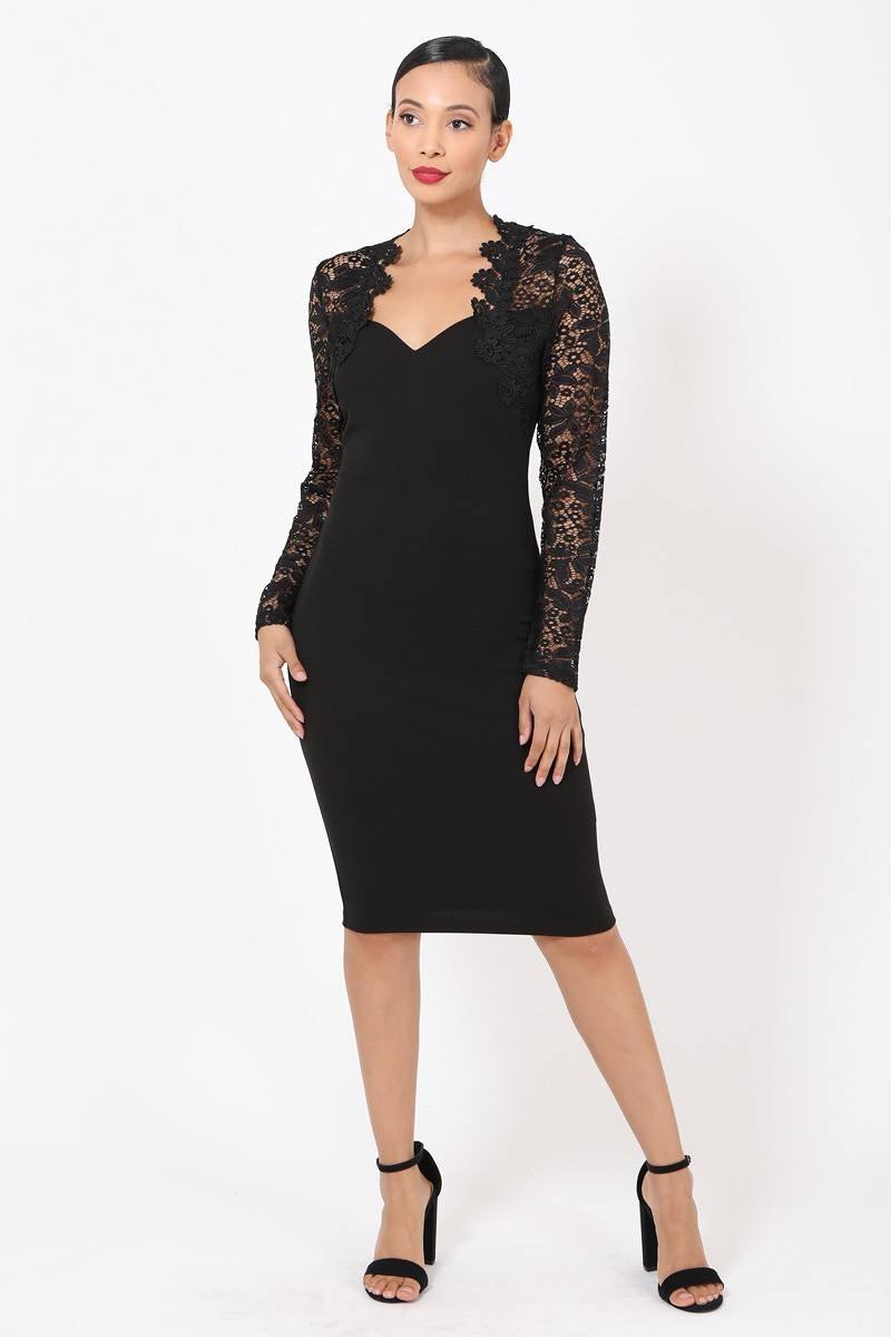 Crochet-lace Bodycon Dress - YuppyCollections