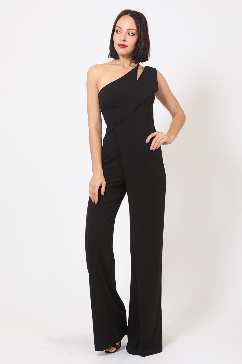 One Shoulder Jumpsuit W/ Small Opening - YuppyCollections