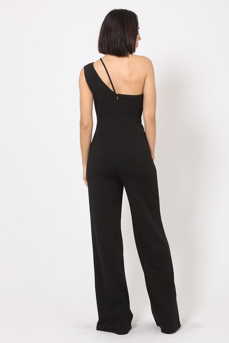 One Shoulder Jumpsuit W/ Small Opening - YuppyCollections