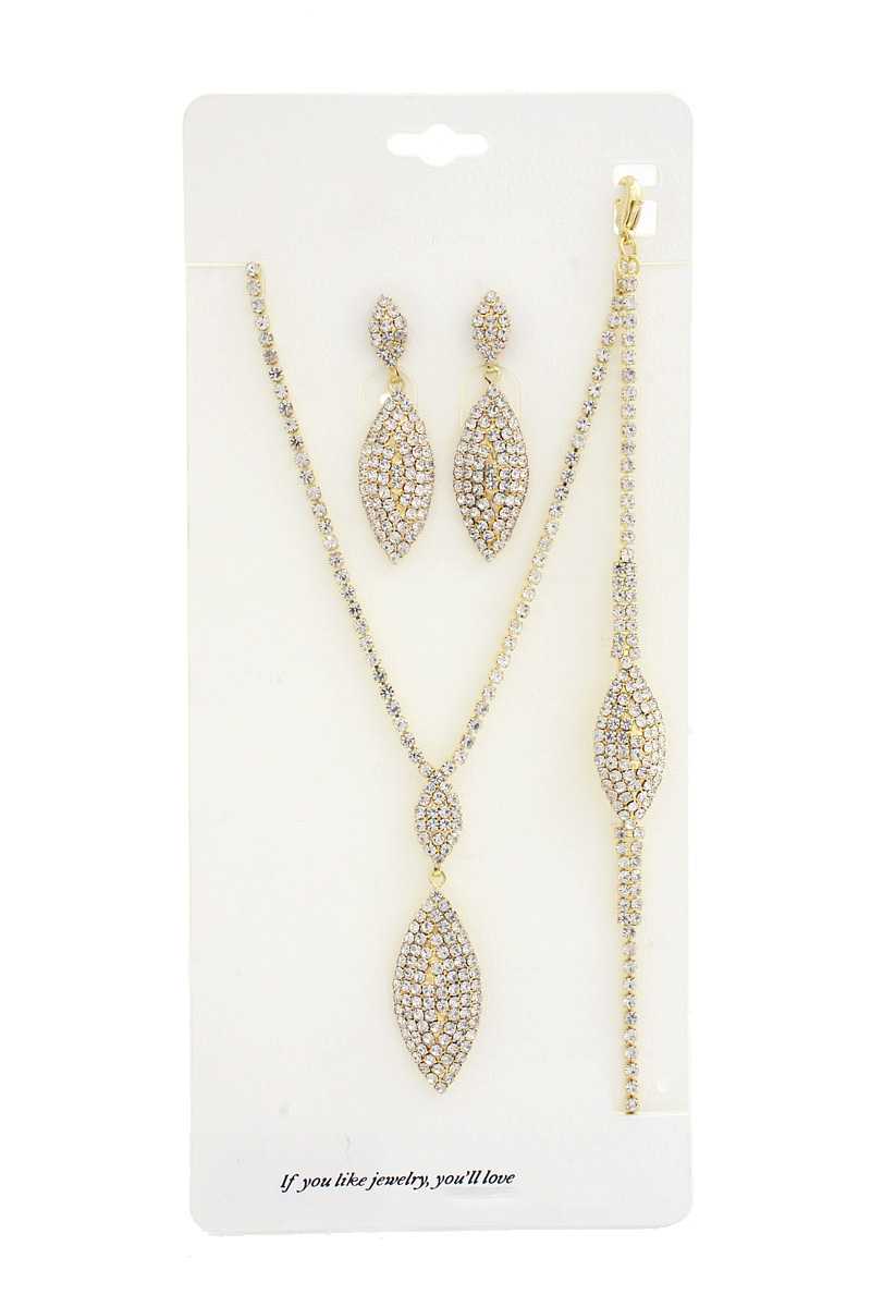 Elegant Marquise Rhinestone Bracelet Necklace Set - YuppyCollections