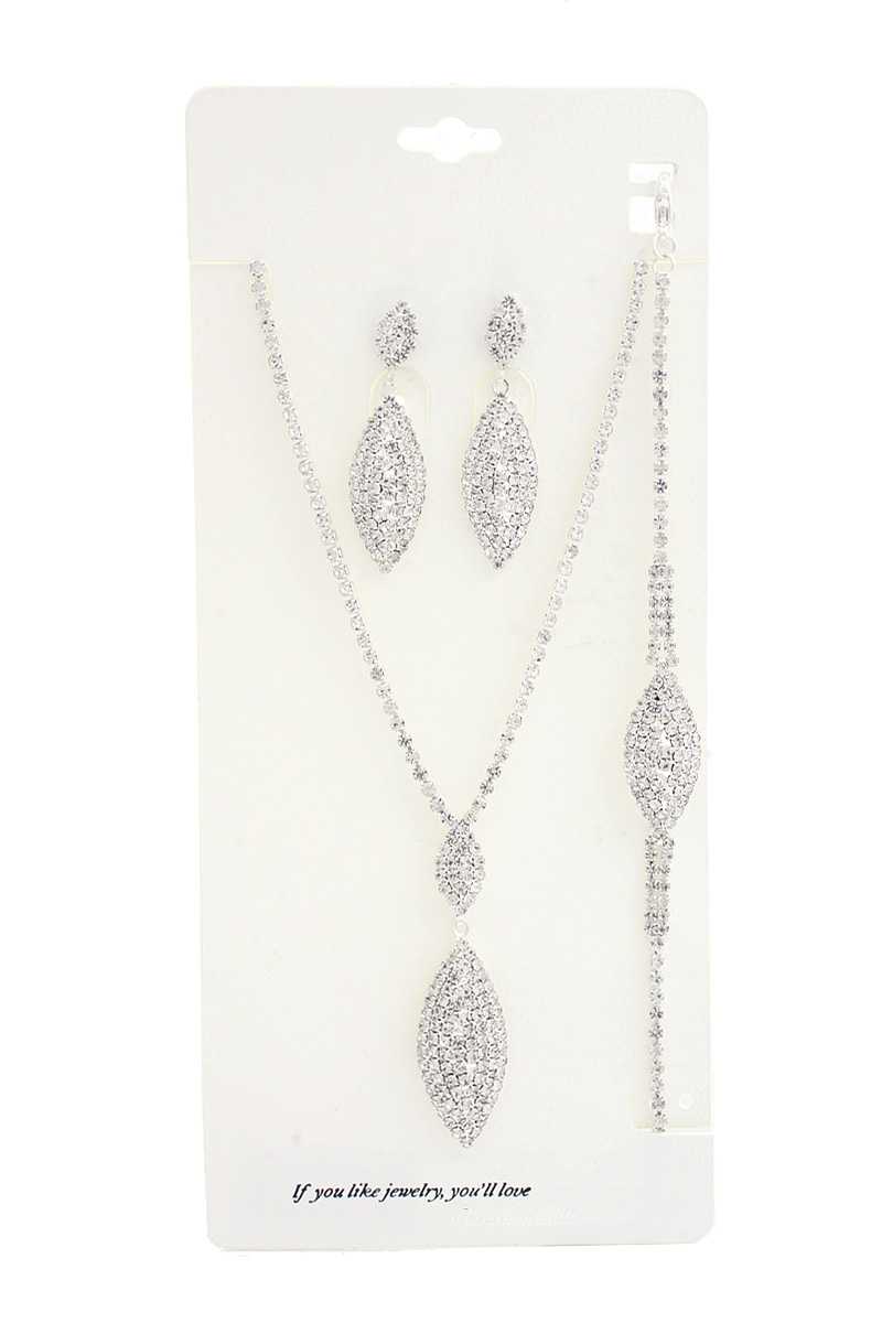 Elegant Marquise Rhinestone Bracelet Necklace Set - YuppyCollections