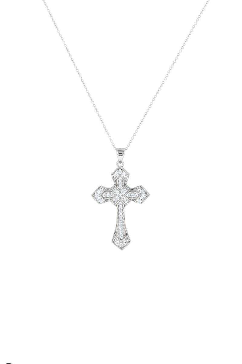 Metal Chain Rhinestone Cross Pendant Necklace - YuppyCollections