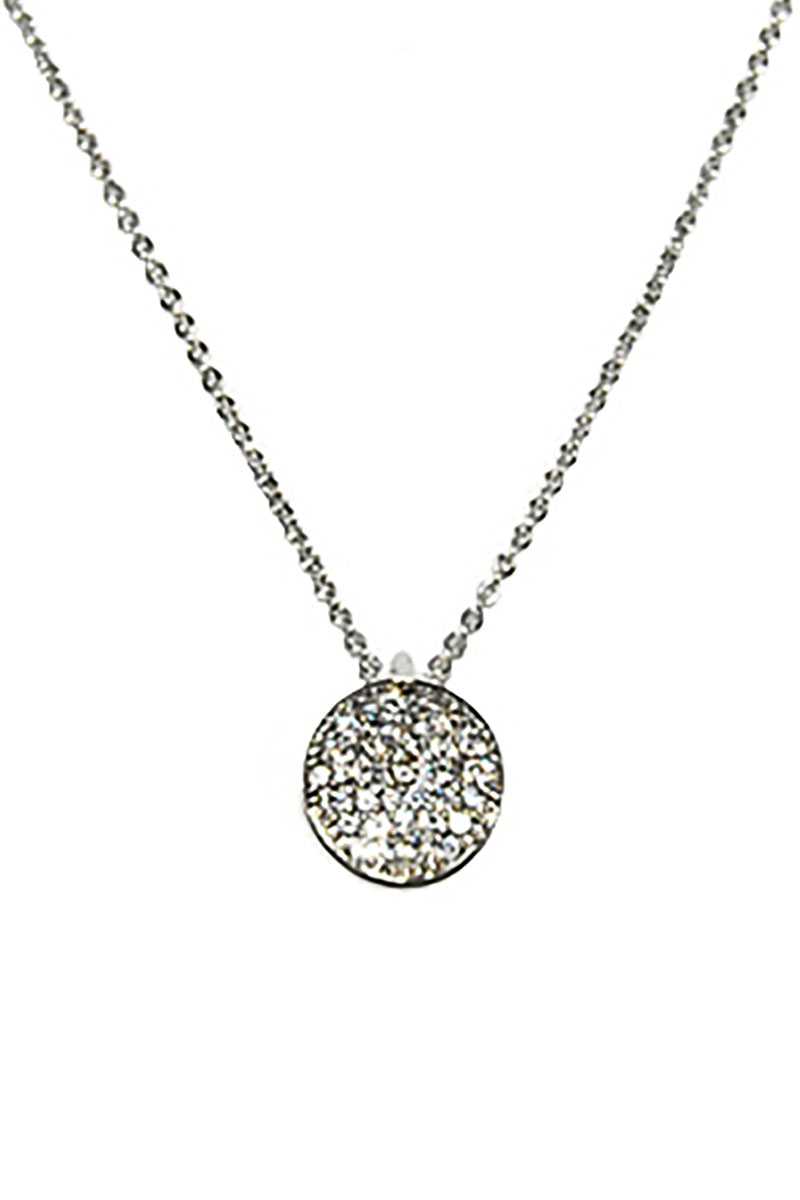 Metal Chain Rhinestone Round Pendant Necklace - YuppyCollections