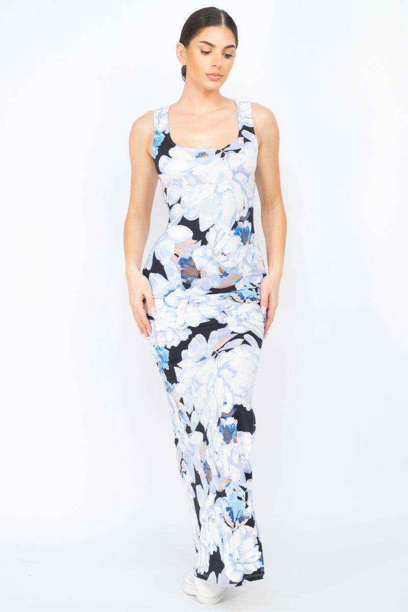 Floral Silted Maxi Dress - YuppyCollections