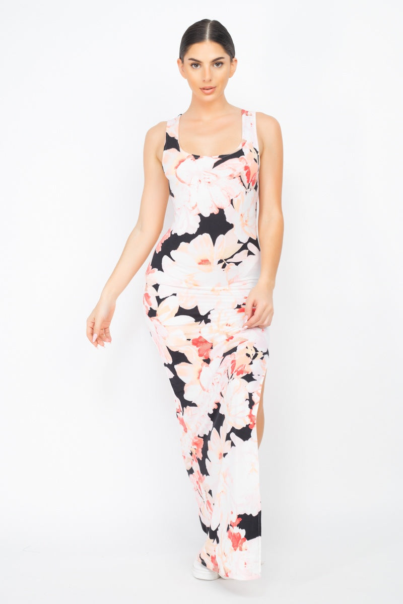 Floral Silted Maxi Dress - YuppyCollections