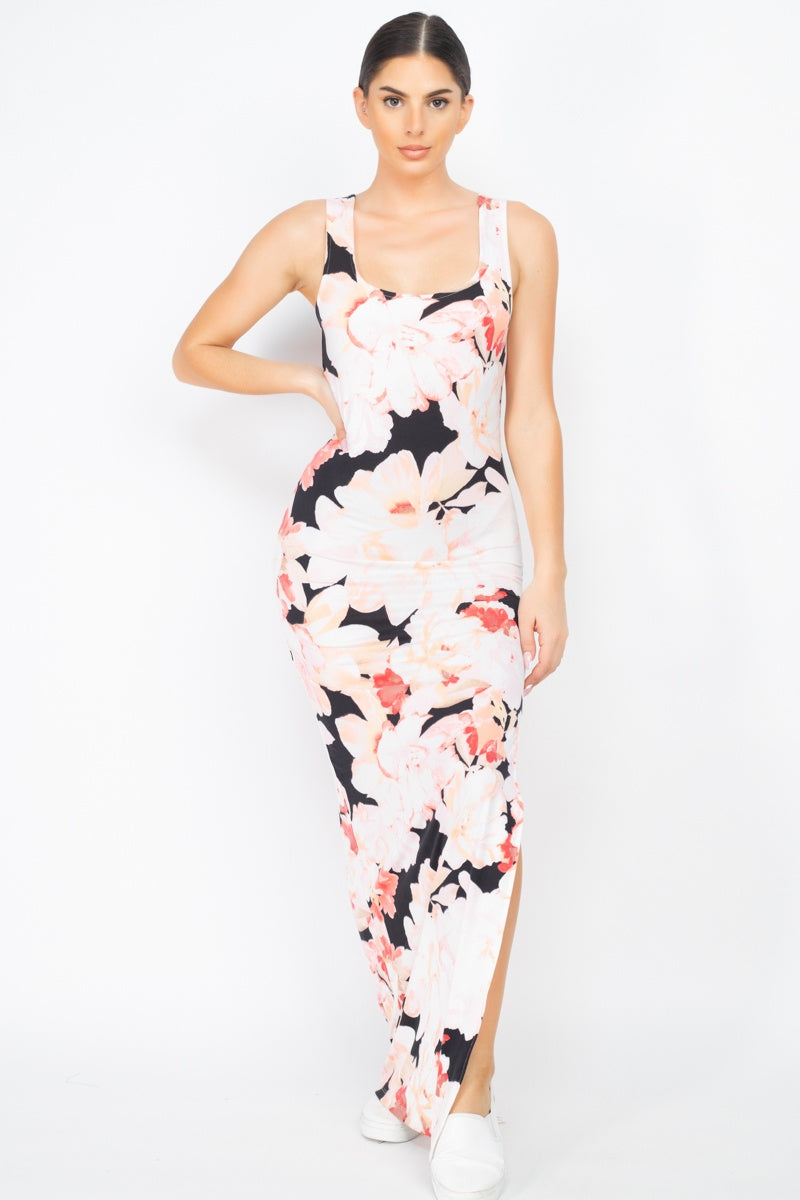 Floral Silted Maxi Dress - YuppyCollections