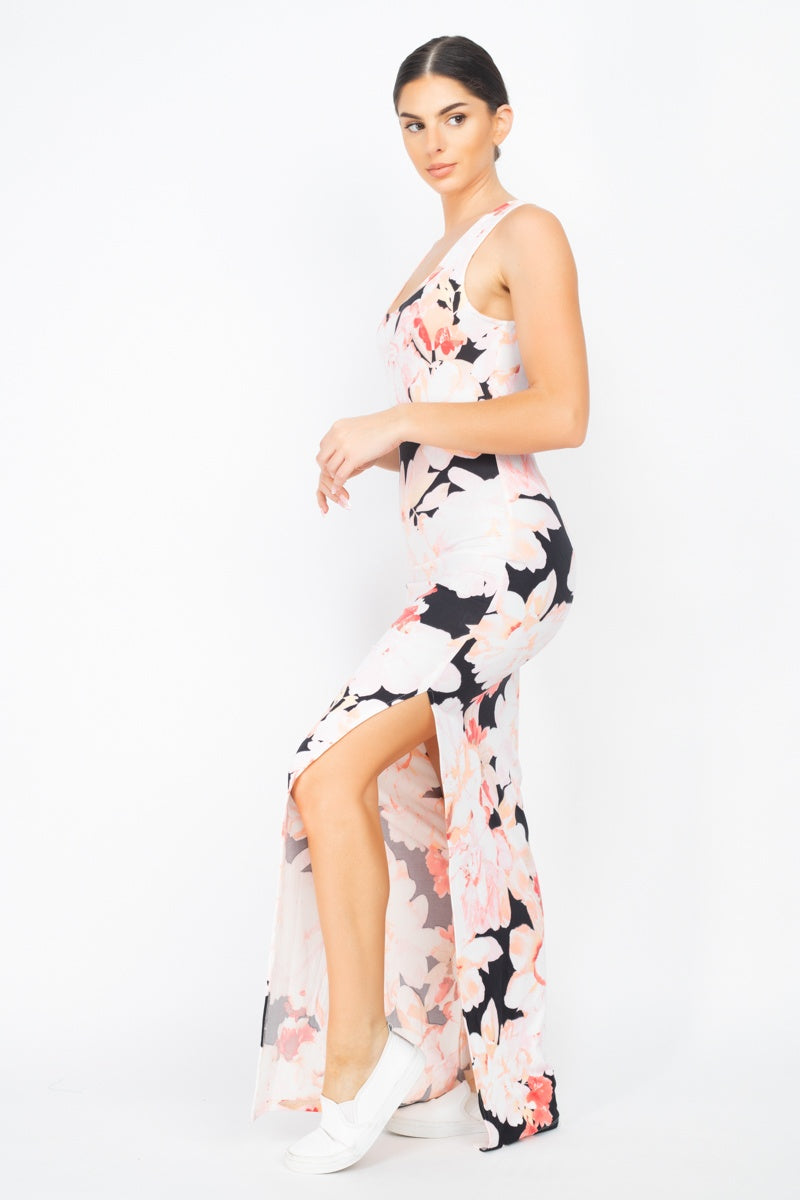 Floral Silted Maxi Dress - YuppyCollections