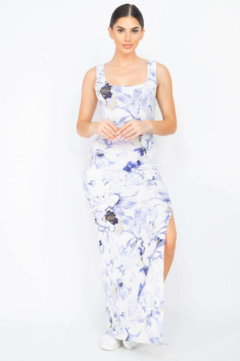 Floral Silted Maxi Dress - YuppyCollections