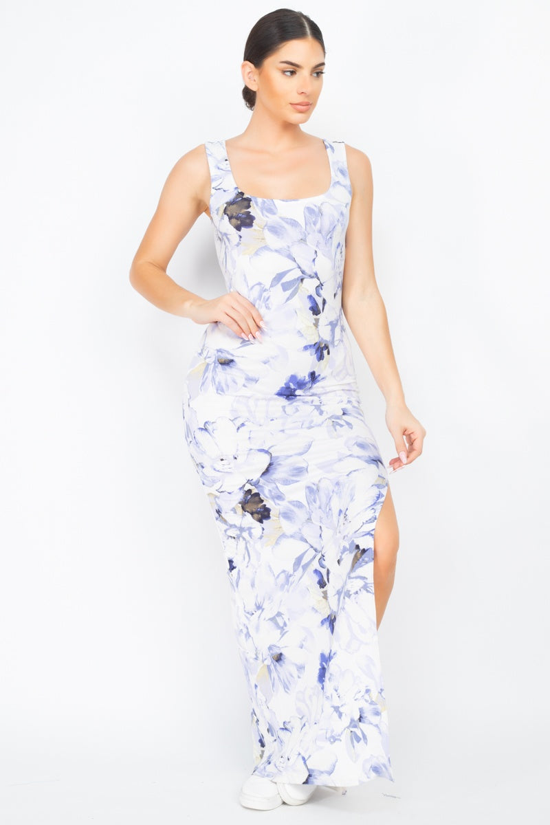 Floral Silted Maxi Dress - YuppyCollections