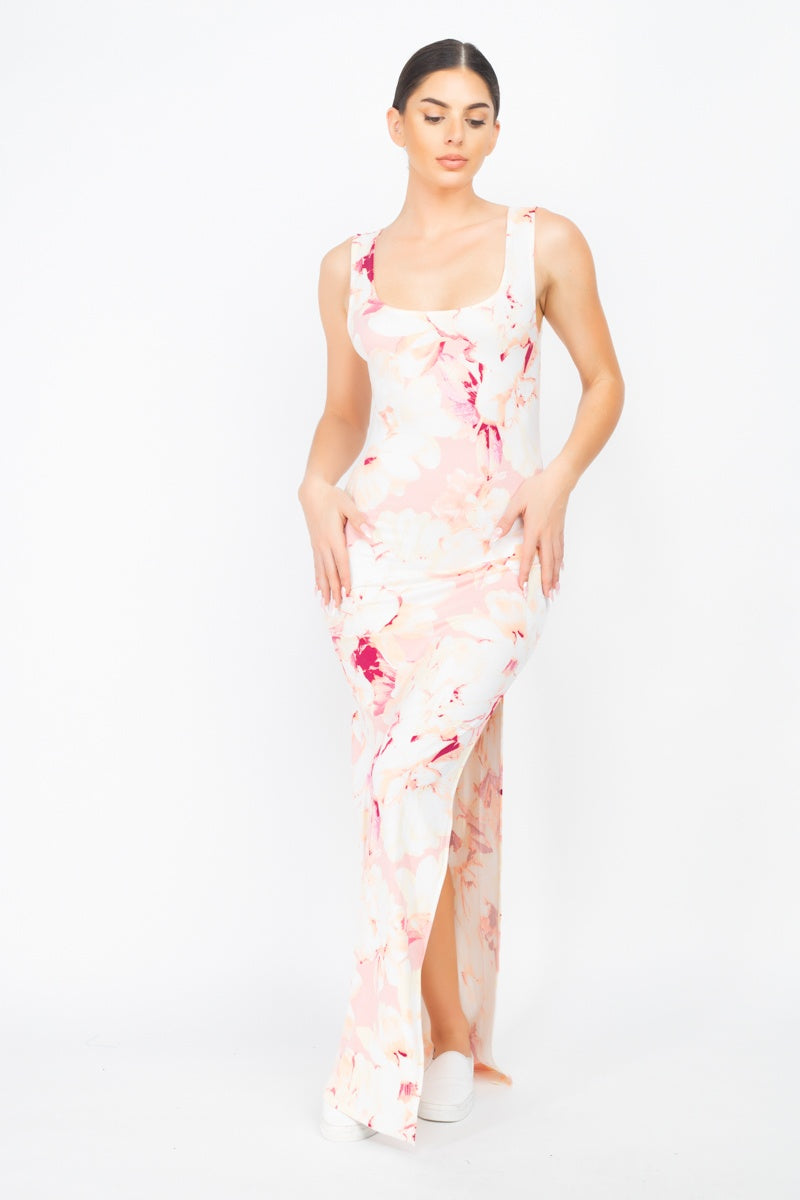 Floral Silted Maxi Dress - YuppyCollections