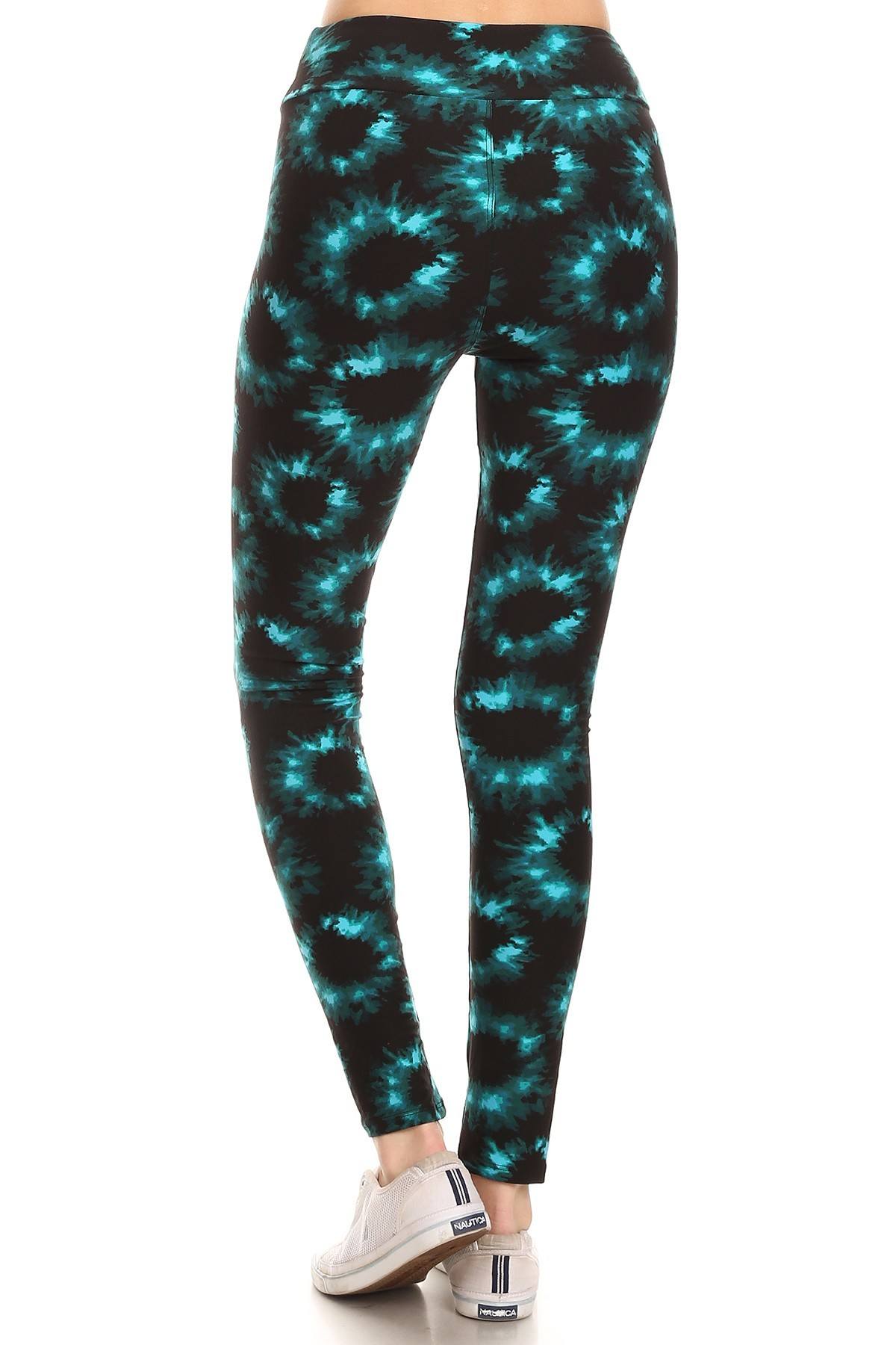 Yoga Style Banded Lined Tie Dye Printed Knit Legging With High Waist - YuppyCollections