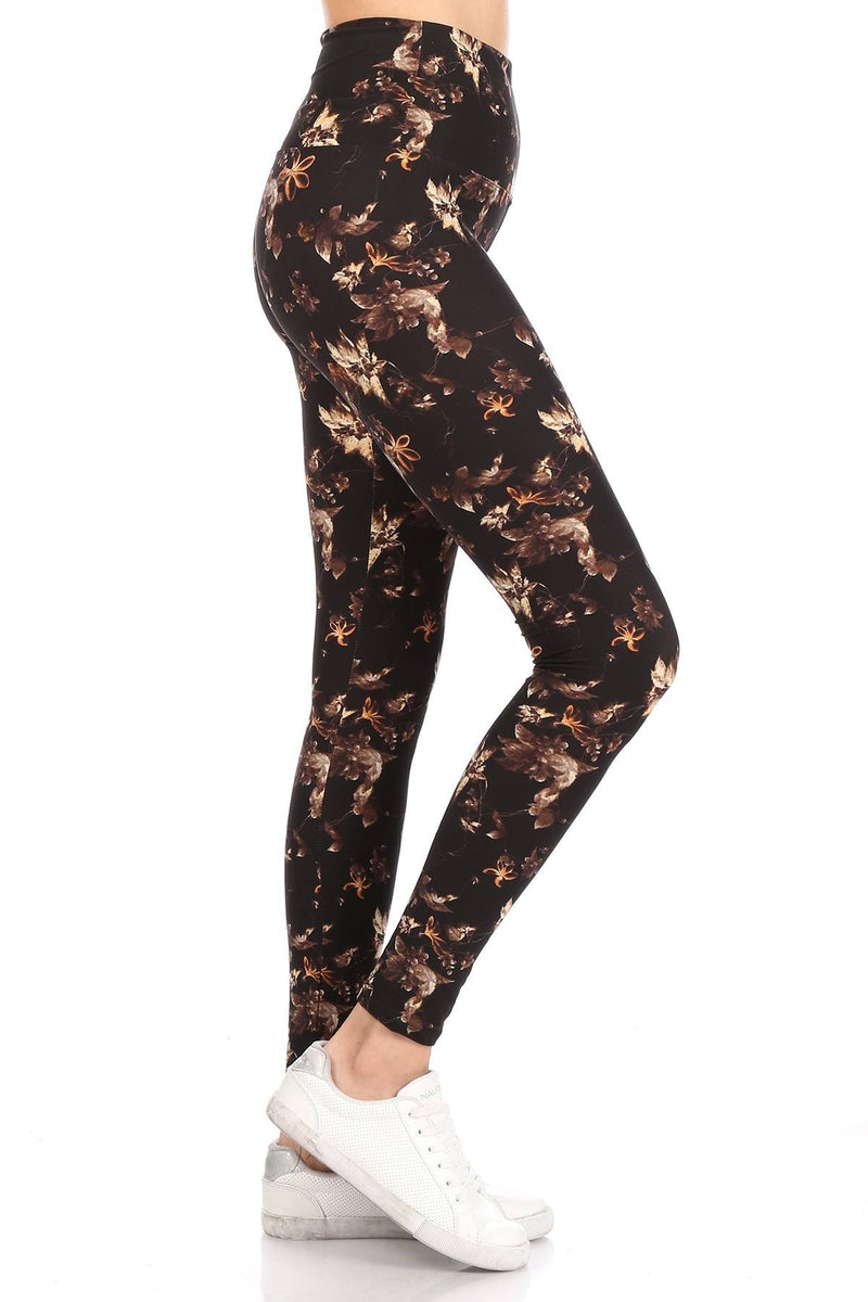 5-inch Long Yoga Style Banded Lined Multi Printed Knit Legging With High Waist - YuppyCollections