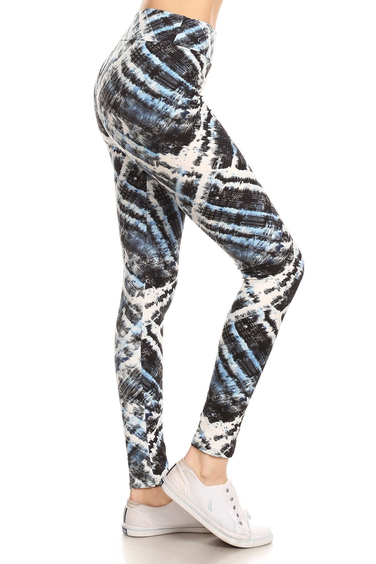 Yoga Style Banded Lined Tie Dye Printed Knit Legging With High Waist - YuppyCollections