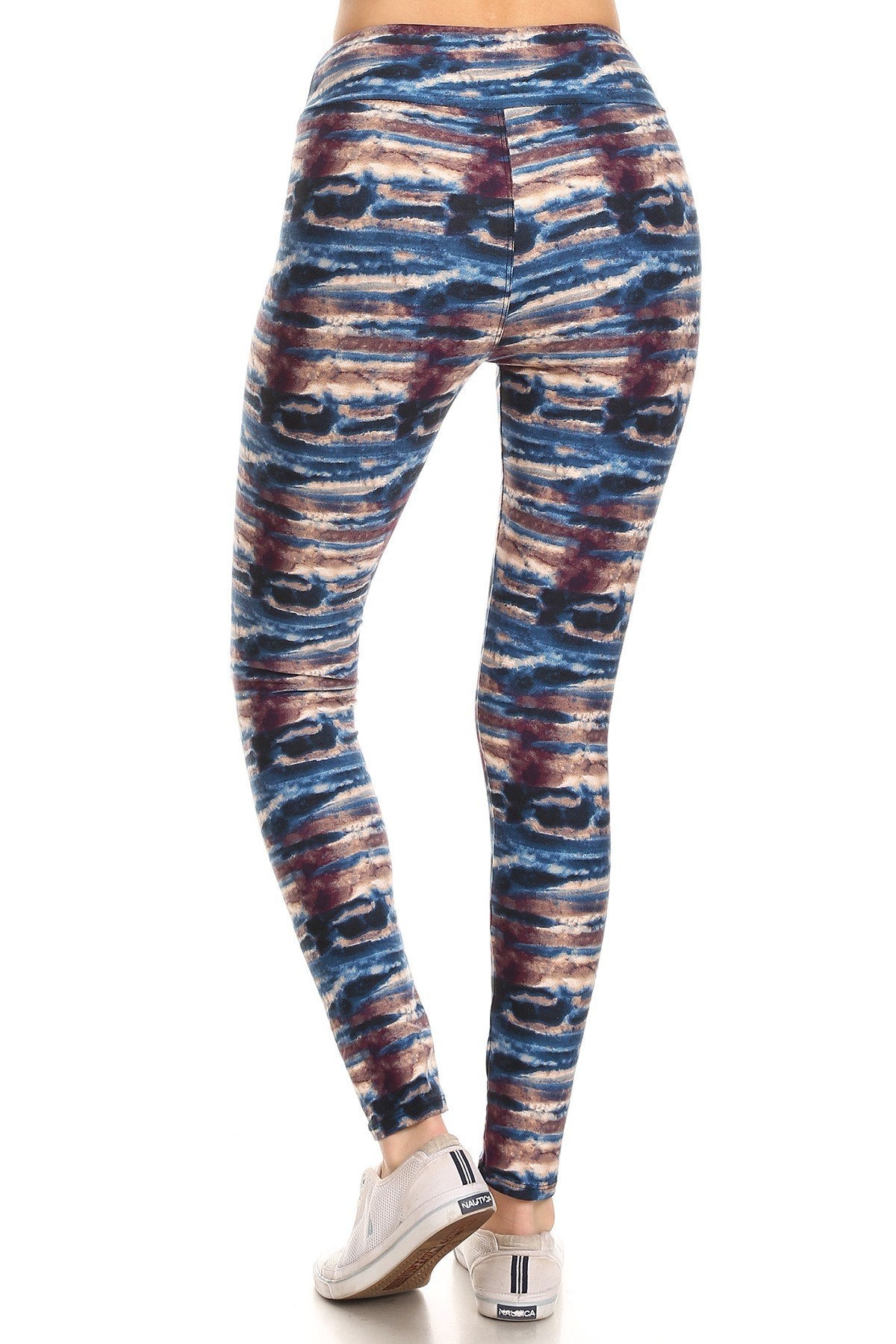 Yoga Style Banded Lined Tie Dye Printed Knit Legging With High Waist - YuppyCollections