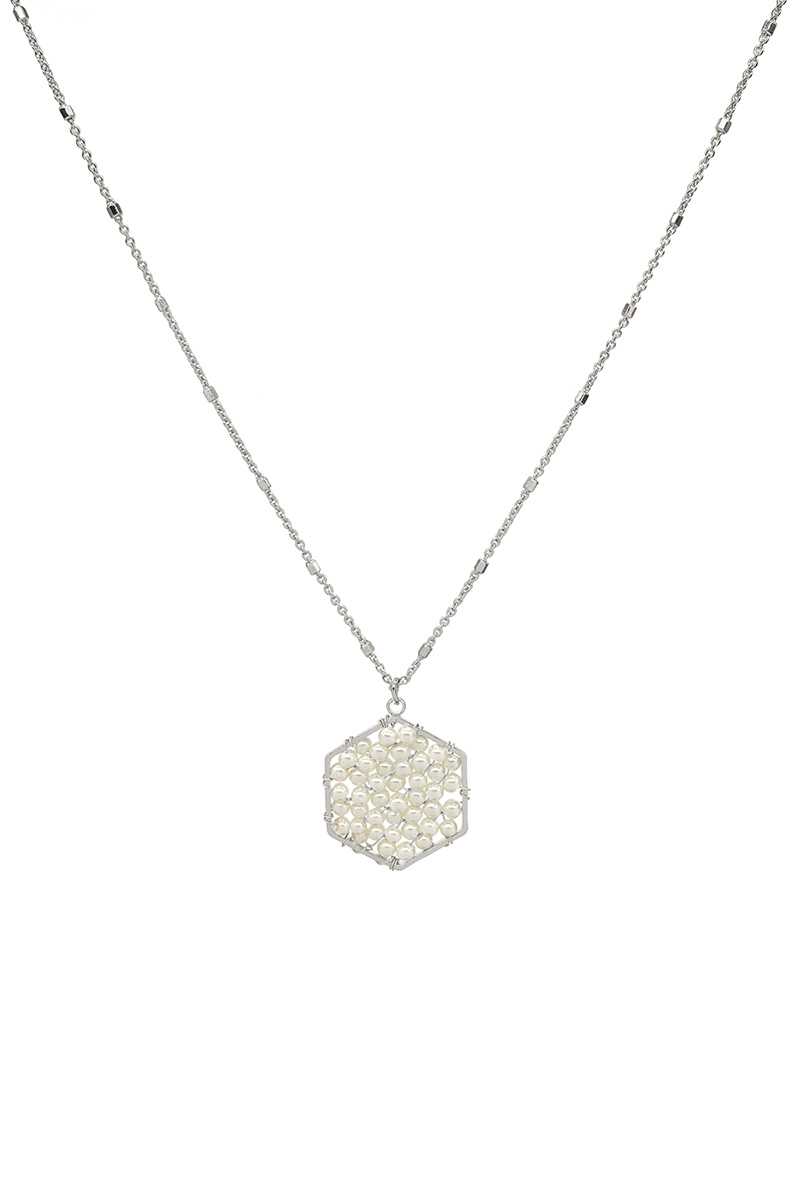 Fashion Pearl Wraps Hexagon Pendant Necklace - YuppyCollections