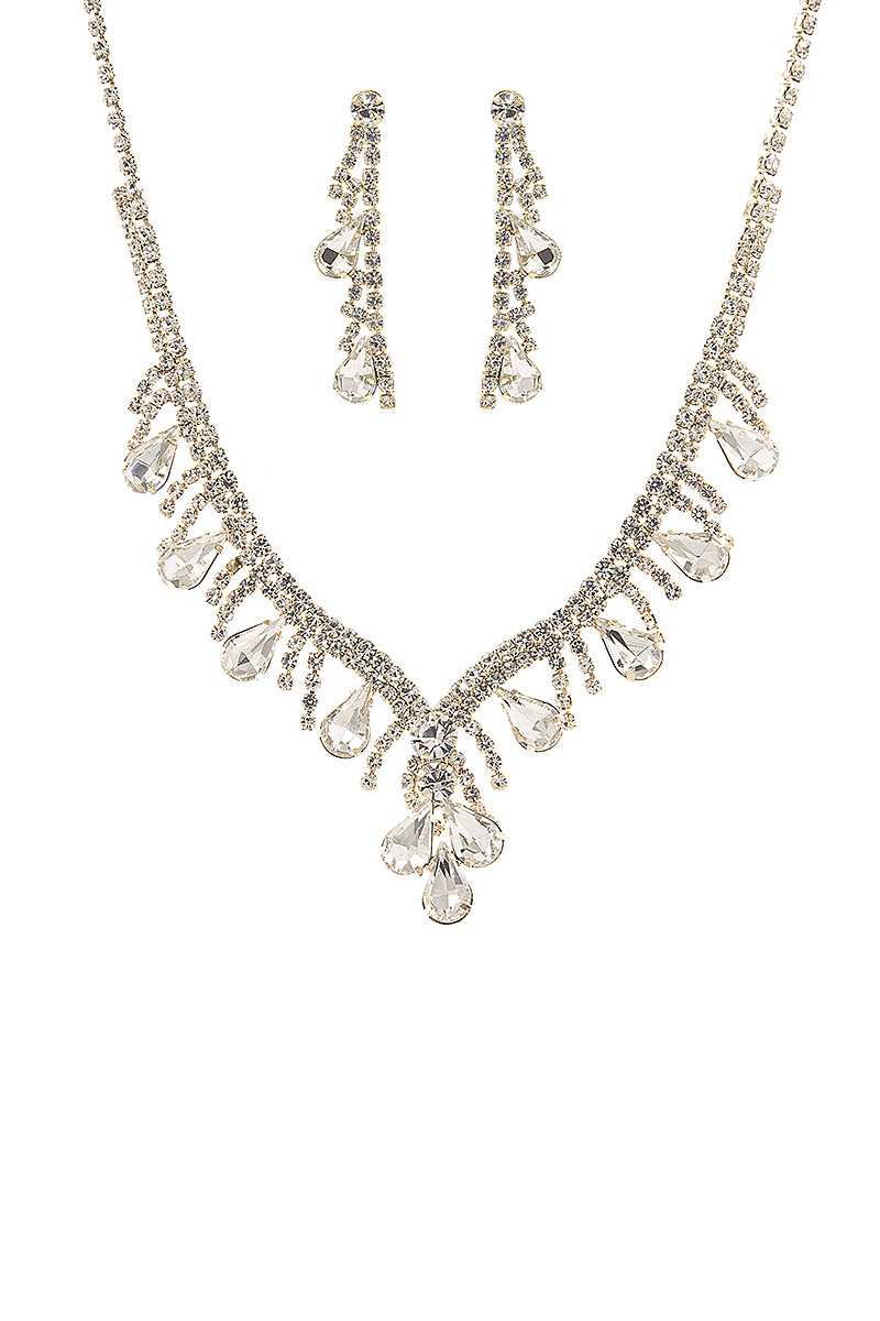 Fashion Crystal Gem Tear Shape Necklace And Earring Set - YuppyCollections