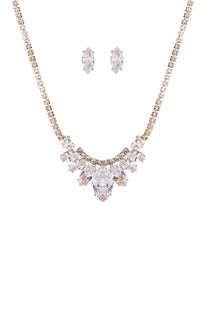 Stylish Crystal Rhinestone Necklace And Earring Set - YuppyCollections