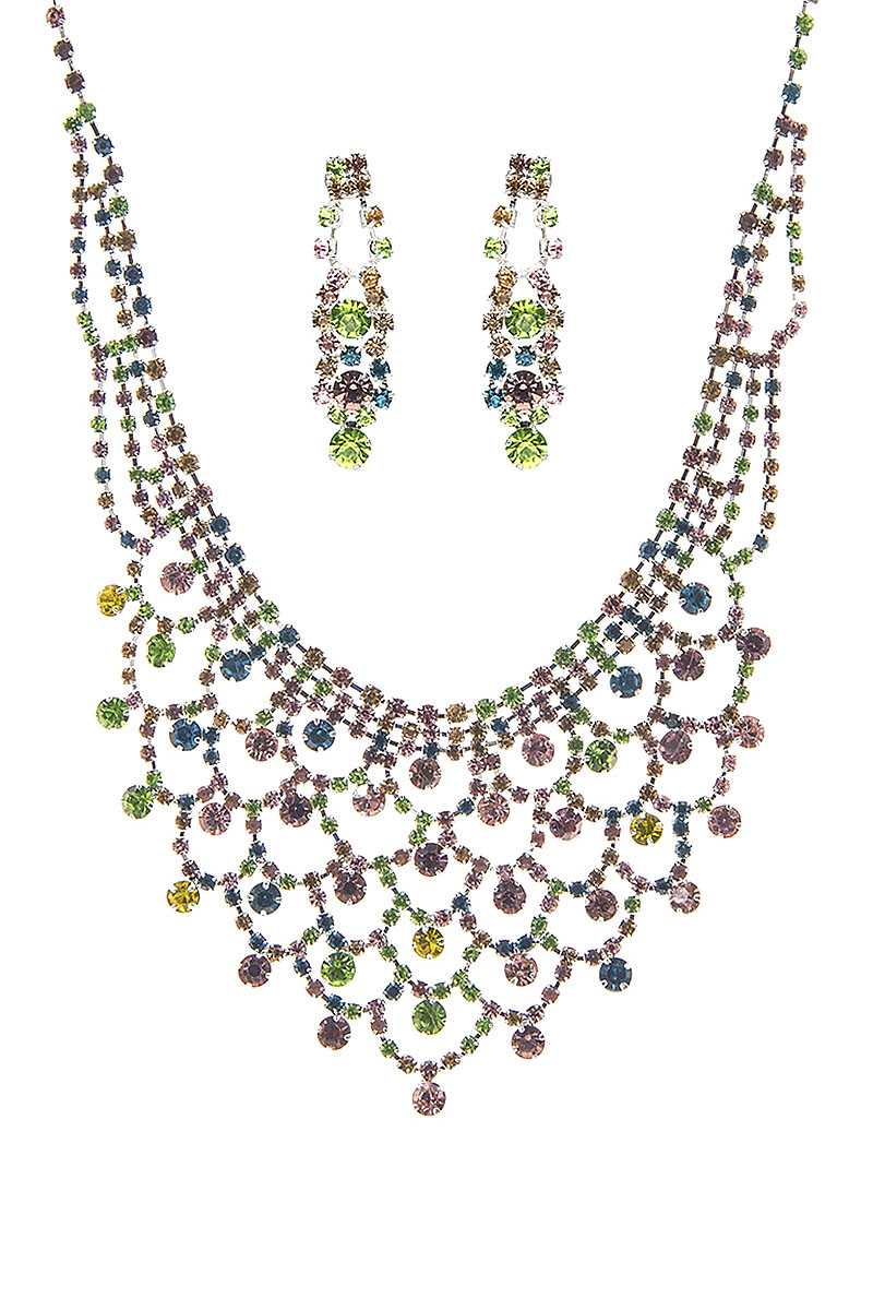 Fashion Design Rhinestone Necklace And Earring Set - YuppyCollections