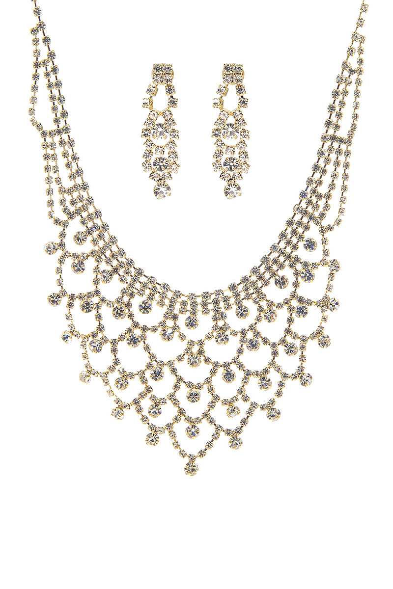 Fashion Design Rhinestone Necklace And Earring Set - YuppyCollections