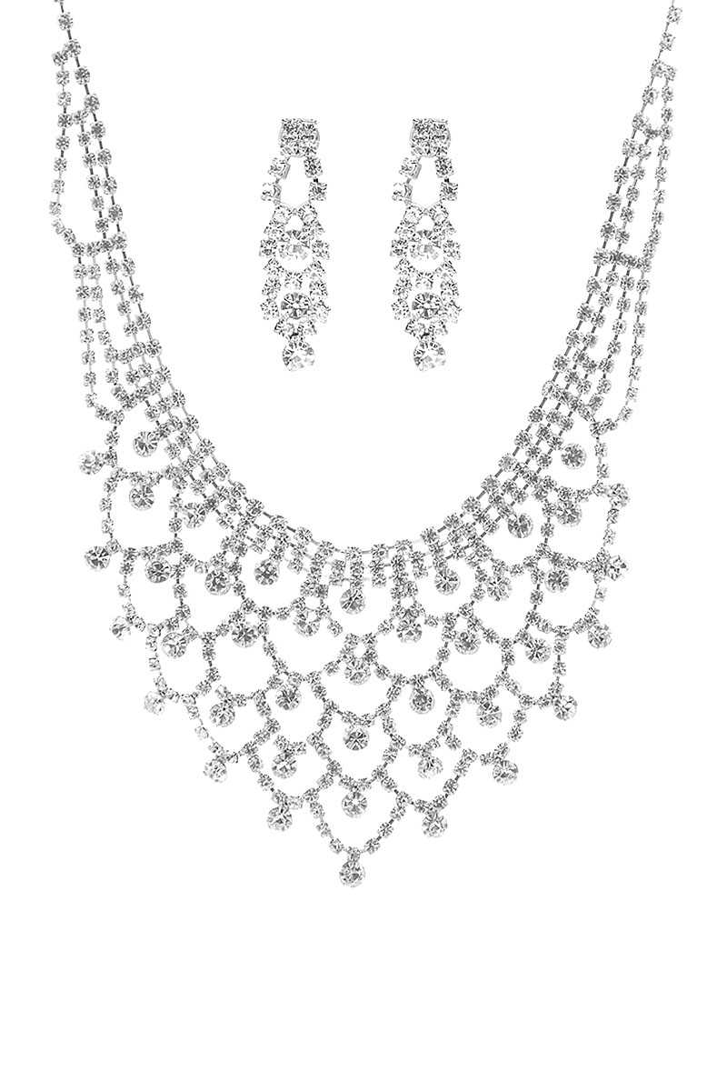 Fashion Design Rhinestone Necklace And Earring Set - YuppyCollections