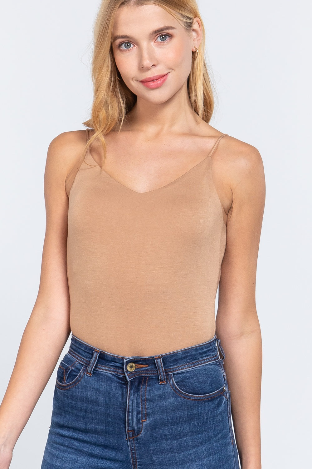 V-neck 2 Ply Cami Bodysuit - YuppyCollections