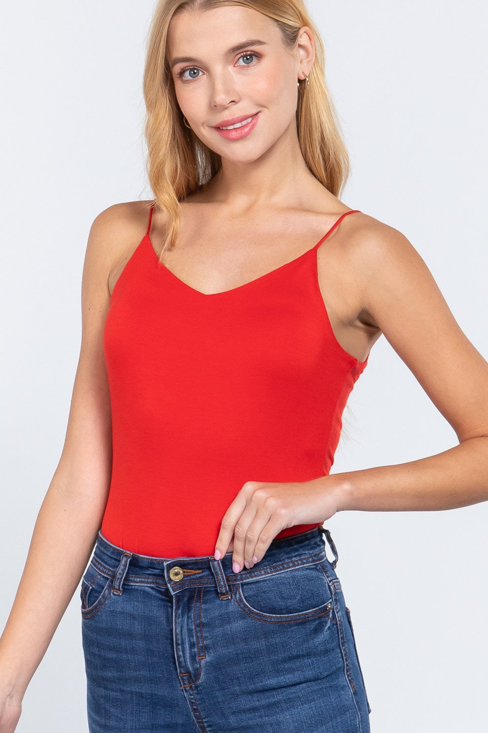 V-neck 2 Ply Cami Bodysuit - YuppyCollections