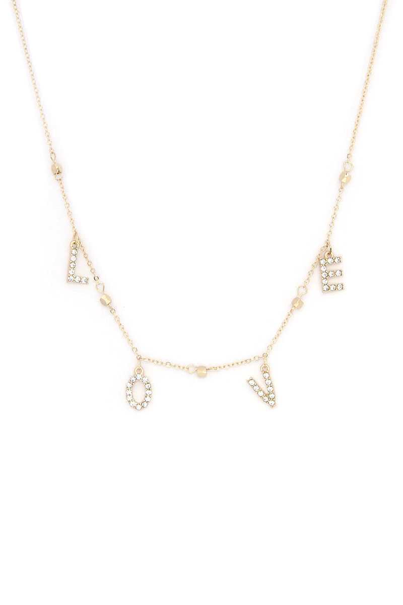 Love Rhinestone Charm Necklace - YuppyCollections