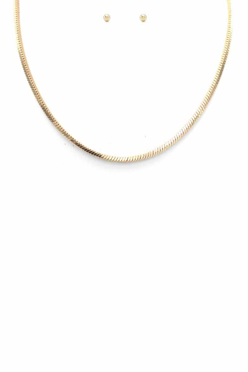 Herringbone Metal Chain Necklace - YuppyCollections