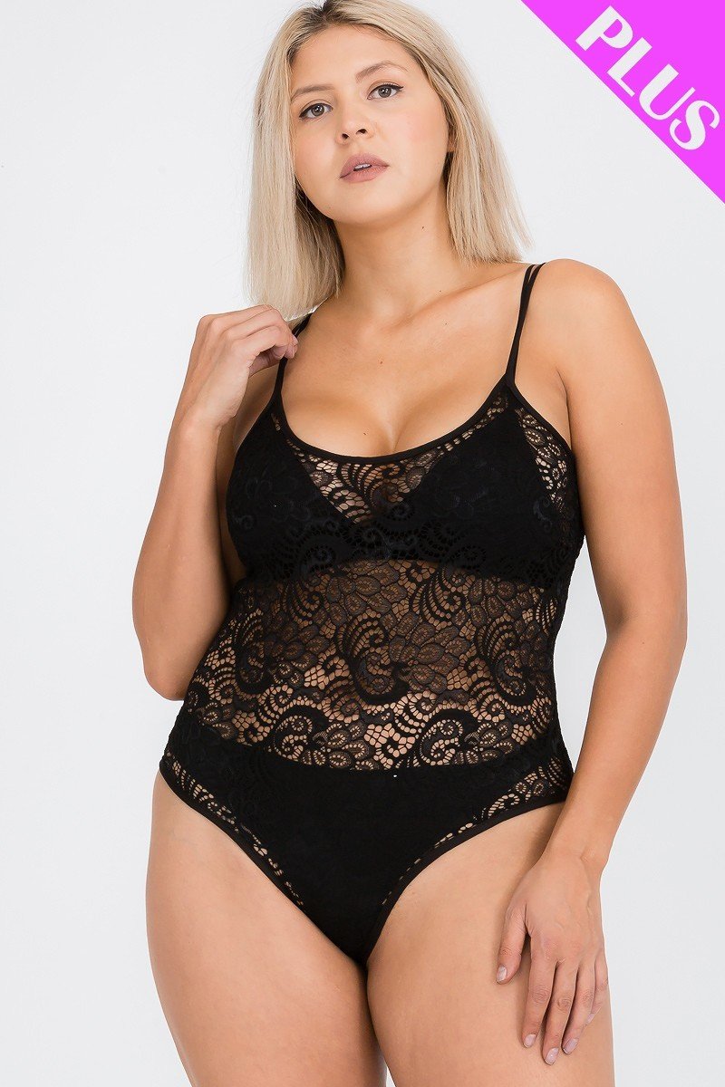 Plus Size Lace Cami Bodysuit - YuppyCollections