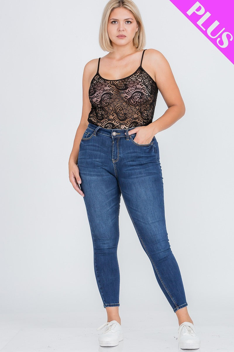 Plus Size Lace Cami Bodysuit - YuppyCollections