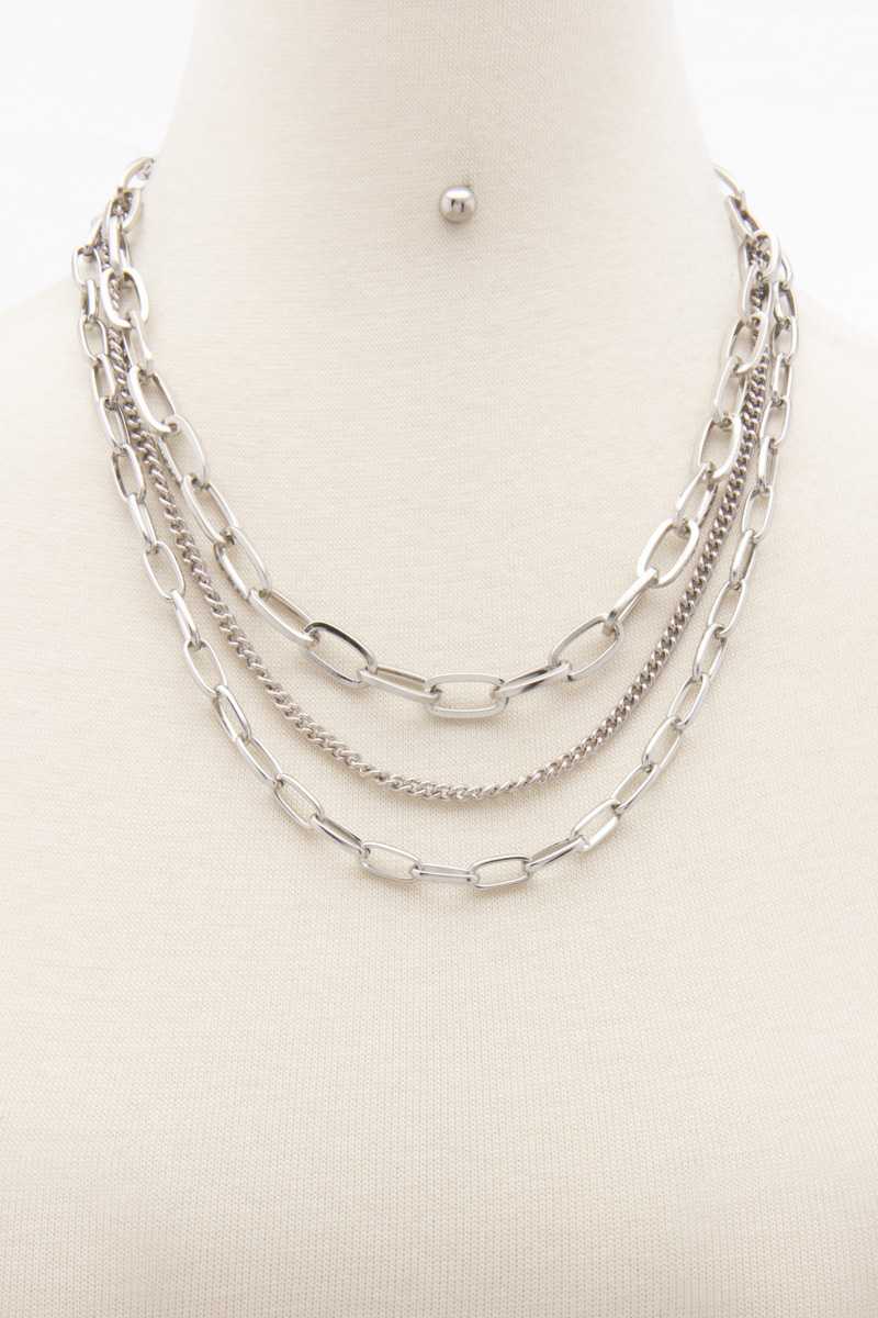 Oval Link Layered Necklace - YuppyCollections